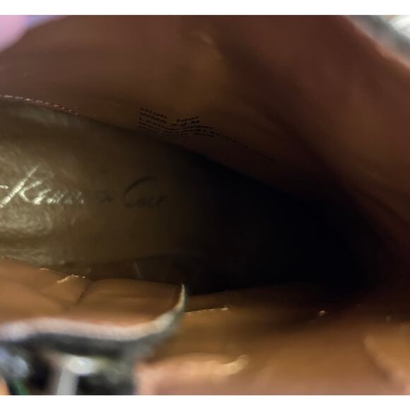 Kenneth Cole Women's High Idol Metallic Leather Green Zip Up Ankle Boots - Picture 14 of 15